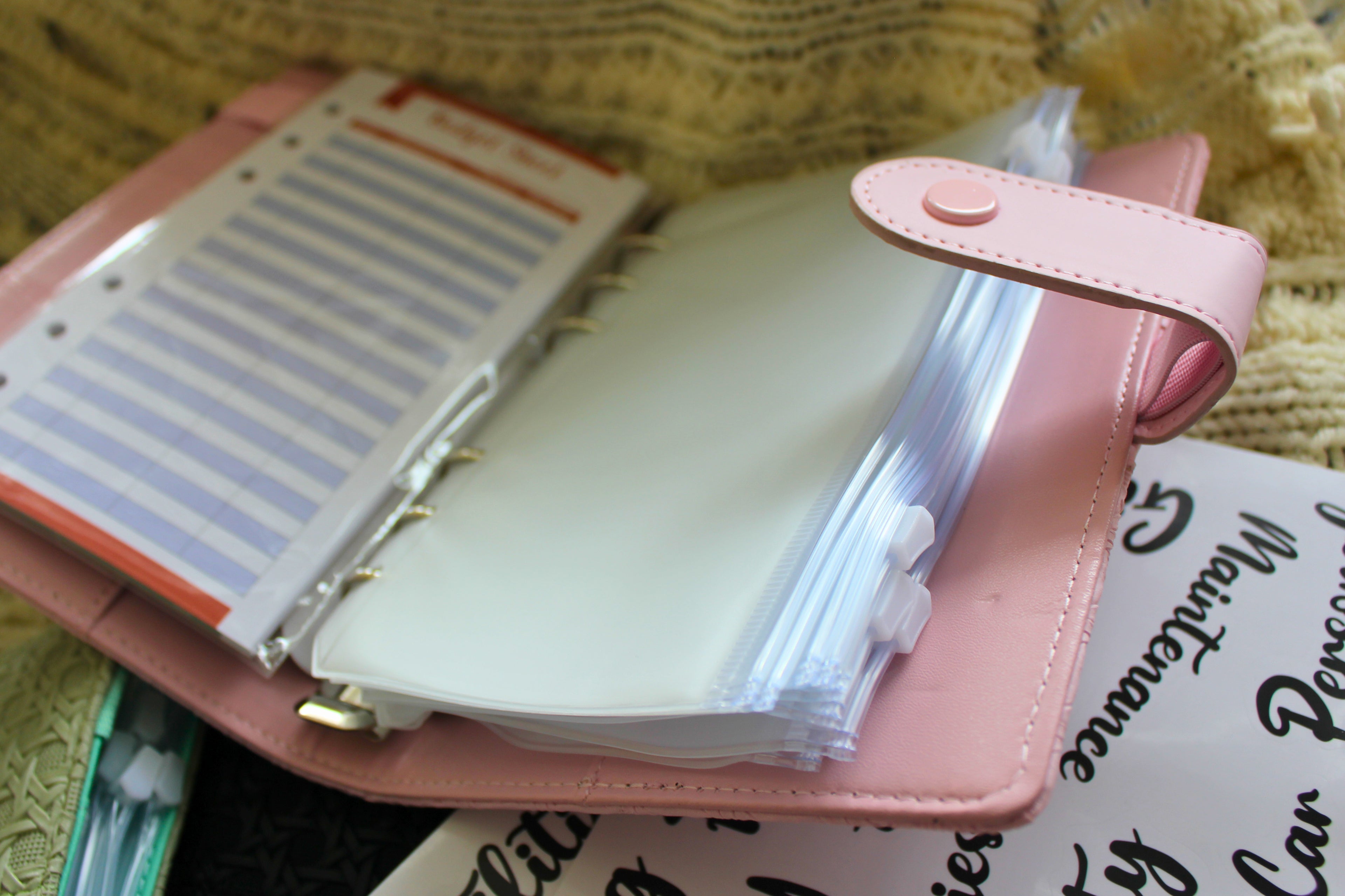 Pink Texture Money Saving Binder